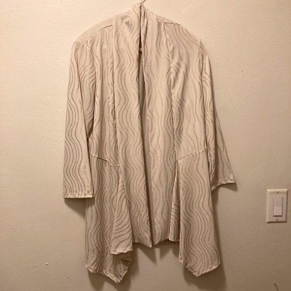 Chico's Sweaters - Chicos Travel Collection White and Gold Draped Cardigan Size Small Medium